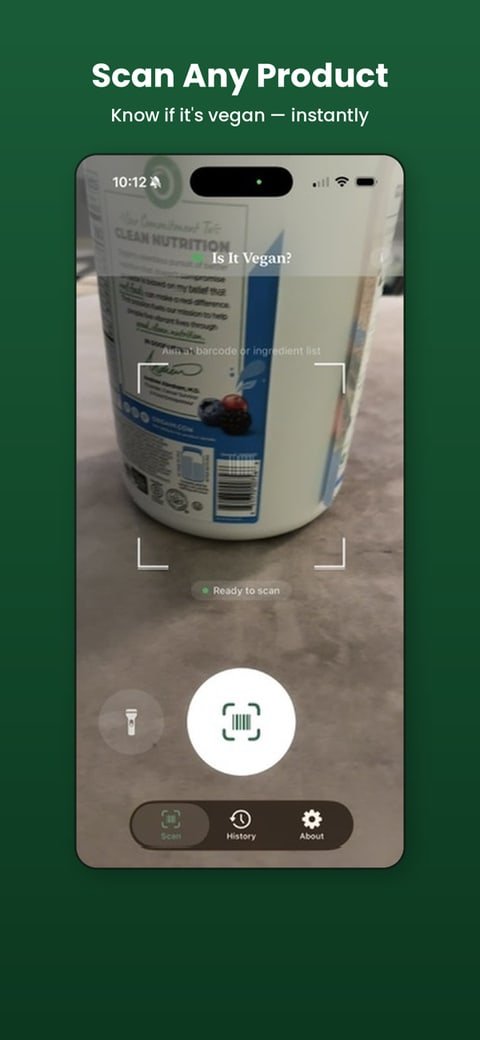 Is It Vegan? app scanner screen